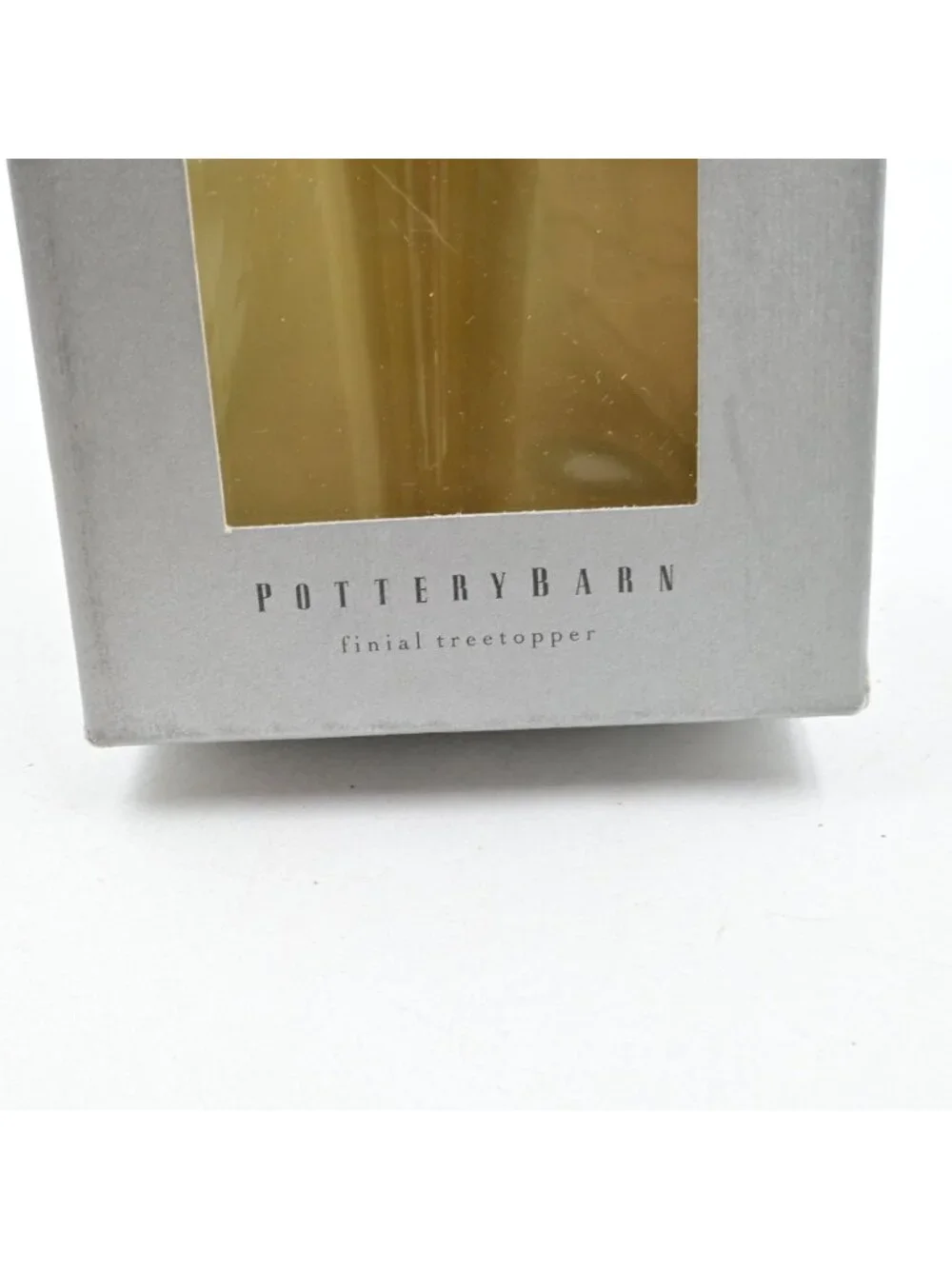 Pottery Barn Gold Glass Finial Christmas Tree Topper Stars Holiday Decor NIB